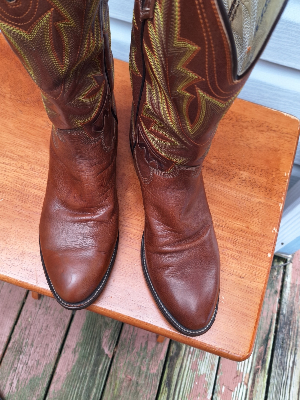 Men's Paul BOND Custom Brown Western Leather Cowboy Boots, Size 9.5D Handmade - Picture 2 of 6